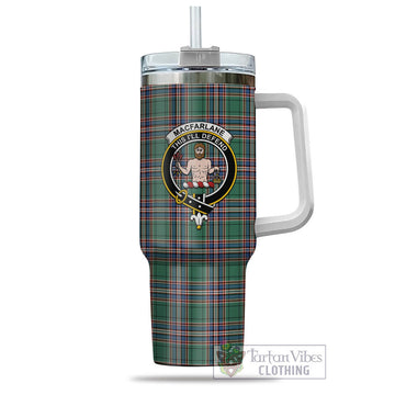 MacFarlane Hunting Ancient Tartan and Family Crest Tumbler with Handle