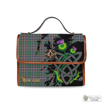 MacFarlane Hunting Ancient Tartan Waterproof Canvas Bag with Scotland Map and Thistle Celtic Accents