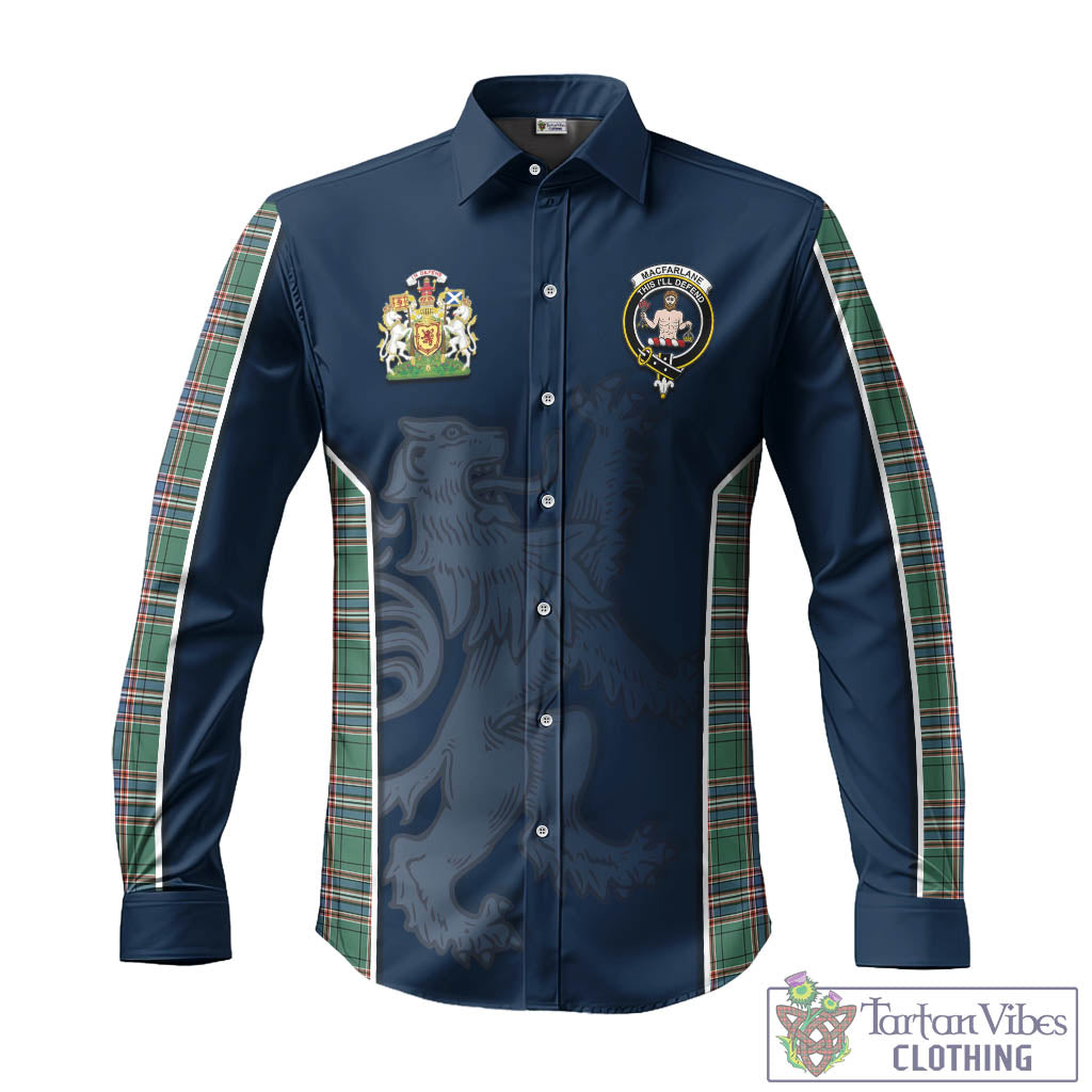 Tartan Vibes Clothing MacFarlane Hunting Ancient Tartan Long Sleeve Button Up Shirt with Family Crest and Lion Rampant Vibes Sport Style