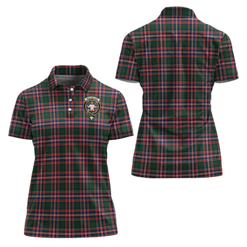 MacFarlane Hunting Modern Tartan Polo Shirt with Family Crest For Women