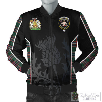 MacFarlane Hunting Modern Tartan Bomber Jacket with Family Crest and Scottish Thistle Vibes Sport Style