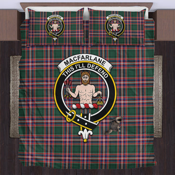 MacFarlane Hunting Modern Tartan Bedding Set with Family Crest