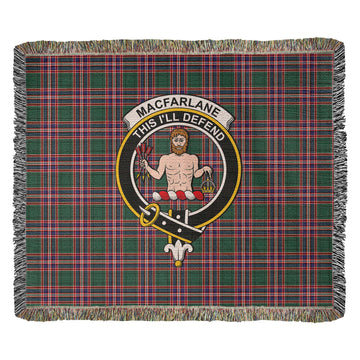 MacFarlane Hunting Modern Tartan Woven Blanket with Family Crest