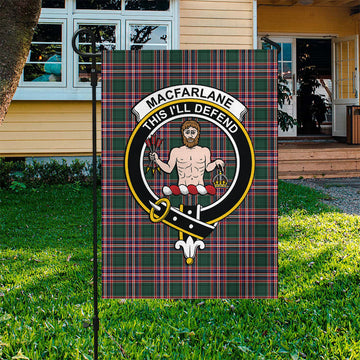 MacFarlane Hunting Modern Tartan Flag with Family Crest