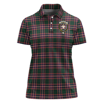 MacFarlane Hunting Modern Tartan Polo Shirt with Family Crest For Women