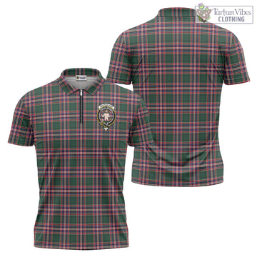 MacFarlane Hunting Modern Tartan Zipper Polo Shirt with Family Crest