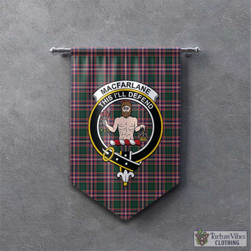 MacFarlane Hunting Modern Tartan Gonfalon, Tartan Banner with Family Crest