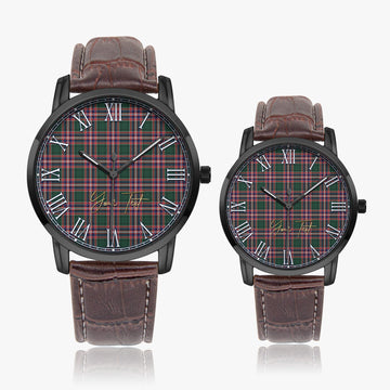 MacFarlane Hunting Modern Tartan Personalized Your Text Leather Trap Quartz Watch