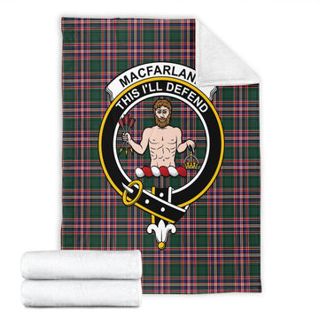 MacFarlane Hunting Modern Tartan Blanket with Family Crest