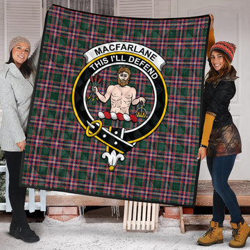 MacFarlane Hunting Modern Tartan Quilt with Family Crest