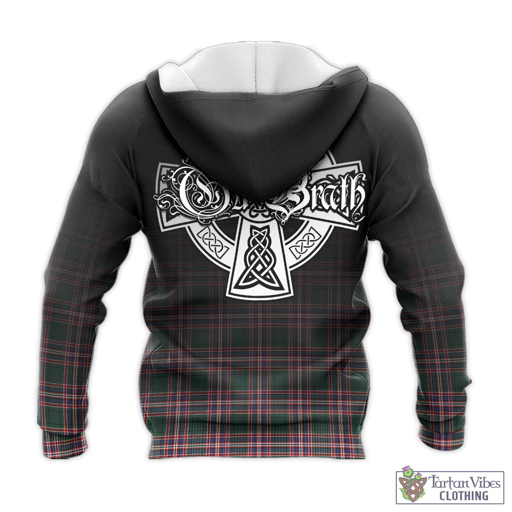 Tartan Vibes Clothing MacFarlane Hunting Modern Tartan Knitted Hoodie Featuring Alba Gu Brath Family Crest Celtic Inspired