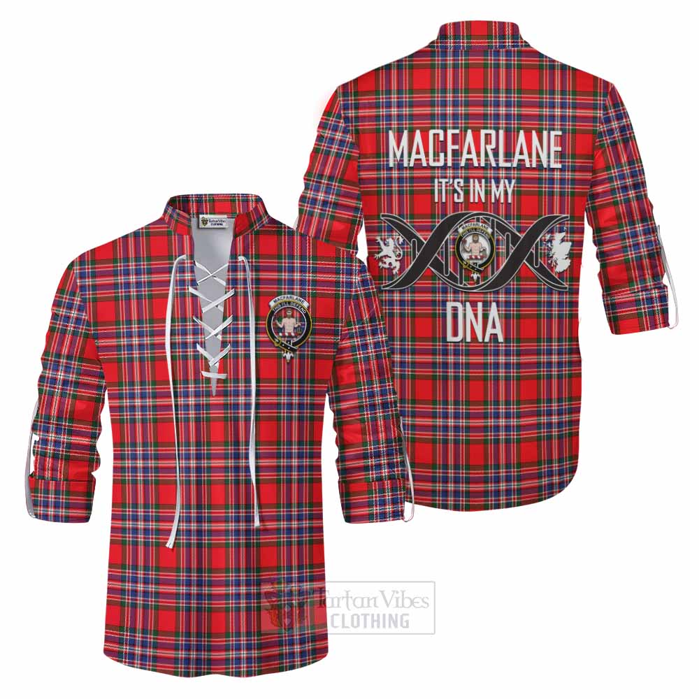 Tartan Vibes Clothing MacFarlane (McFarlane) Tartan Ghillie Kilt Shirt with Family Crest DNA In Me Style