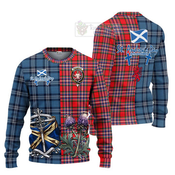 Tartan Vibes Clothing MacFarlane (McFarlane) Tartan Knitted Sweater Happy St. Andrew's Day Half Tartan Style