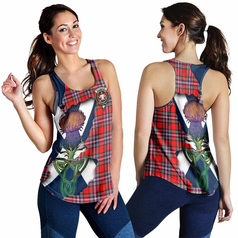 Tartan Vibes Clothing MacFarlane (McFarlane) Tartan Family Crest Women's Racerback Tanks Scottish Thistle Celtic Inspired