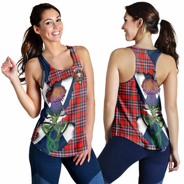 Tartan Vibes Clothing MacFarlane (McFarlane) Tartan Family Crest Women's Racerback Tanks Scottish Thistle Celtic Inspired