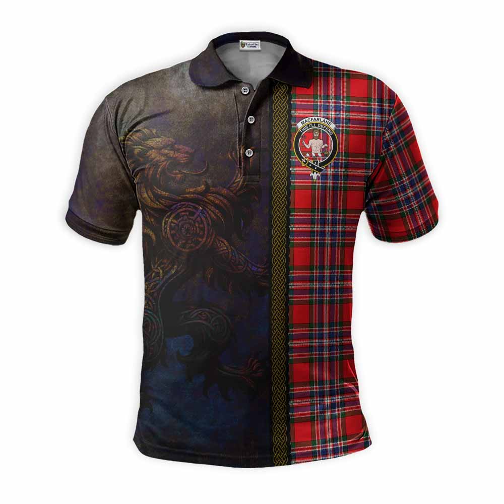 Tartan Vibes Clothing MacFarlane (McFarlane) Tartan Family Crest Polo Shirt Alba Gu Brath Be Brave Lion Ancient Style