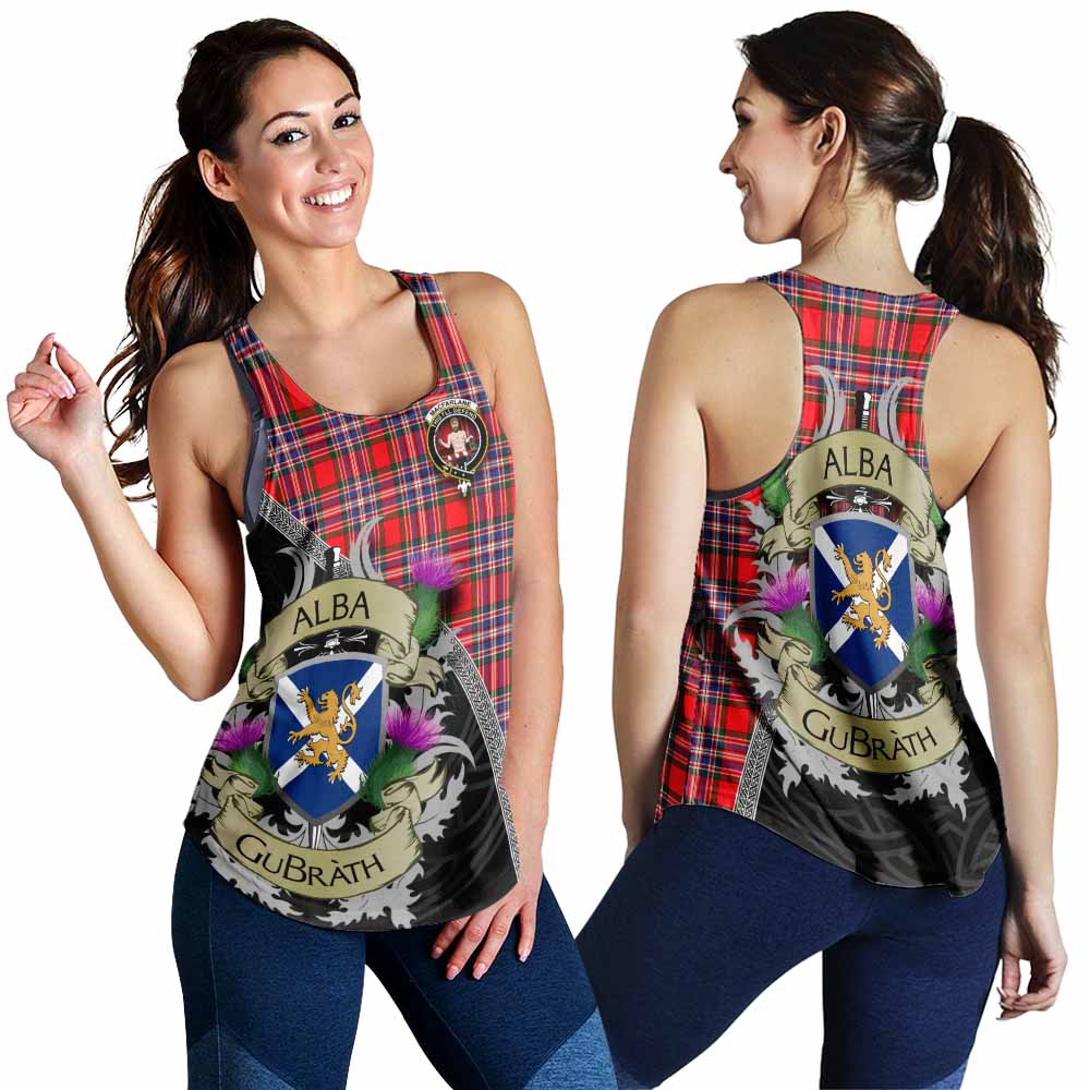 Tartan Vibes Clothing MacFarlane (McFarlane) Tartan Family Crest Women's Racerback Tanks Lion Rampant Royal Thistle Shield Celtic Inspired
