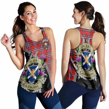 Tartan Vibes Clothing MacFarlane (McFarlane) Tartan Family Crest Women's Racerback Tanks Lion Rampant Royal Thistle Shield Celtic Inspired
