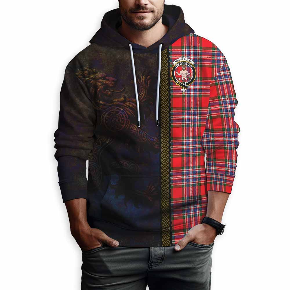 Tartan Vibes Clothing MacFarlane (McFarlane) Tartan Family Crest Hoodie Alba Gu Brath Be Brave Lion Ancient Style