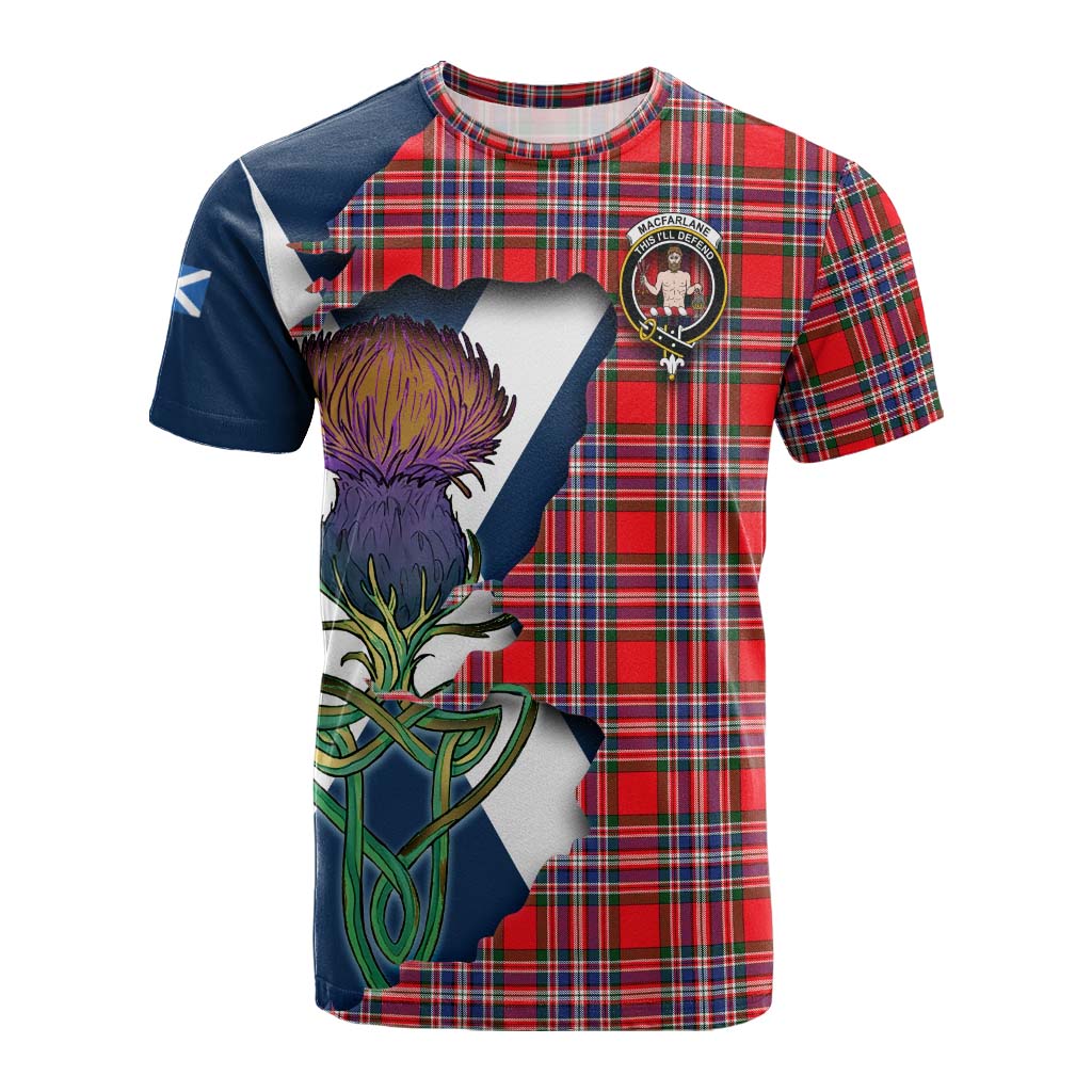 Tartan Vibes Clothing MacFarlane (McFarlane) Tartan Family Crest Cotton T-shirt Scottish Thistle Celtic Inspired
