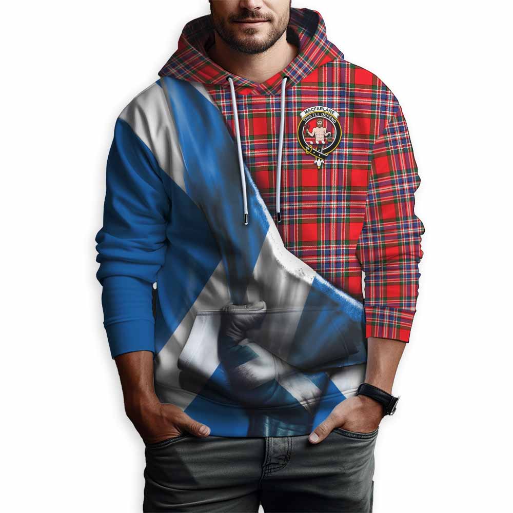 Tartan Vibes Clothing MacFarlane (McFarlane) Tartan Hoodie with Family Crest Scotland Patriotic Style