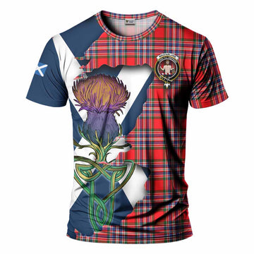 Tartan Vibes Clothing MacFarlane (McFarlane) Tartan Family Crest T-Shirt Scottish Thistle Celtic Inspired
