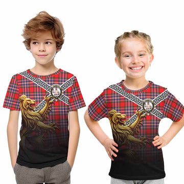 MacFarlane (McFarlane) Crest Tartan Kid T-Shirt with Golden Lion Emblem Celtic Style