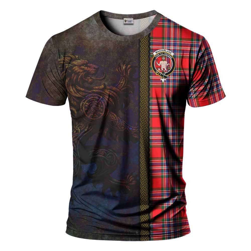 Tartan Vibes Clothing MacFarlane (McFarlane) Tartan Family Crest T-Shirt Alba Gu Brath Be Brave Lion Ancient Style