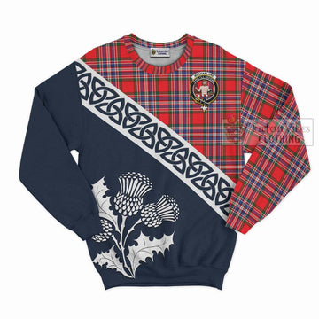 Tartan Vibes Clothing MacFarlane (McFarlane) Tartan Sweatshirt Featuring Thistle and Scotland Map