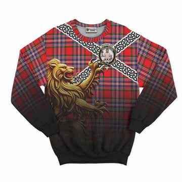 Tartan Vibes Clothing MacFarlane (McFarlane) Crest Tartan Sweatshirt with Golden Lion Emblem Celtic Style