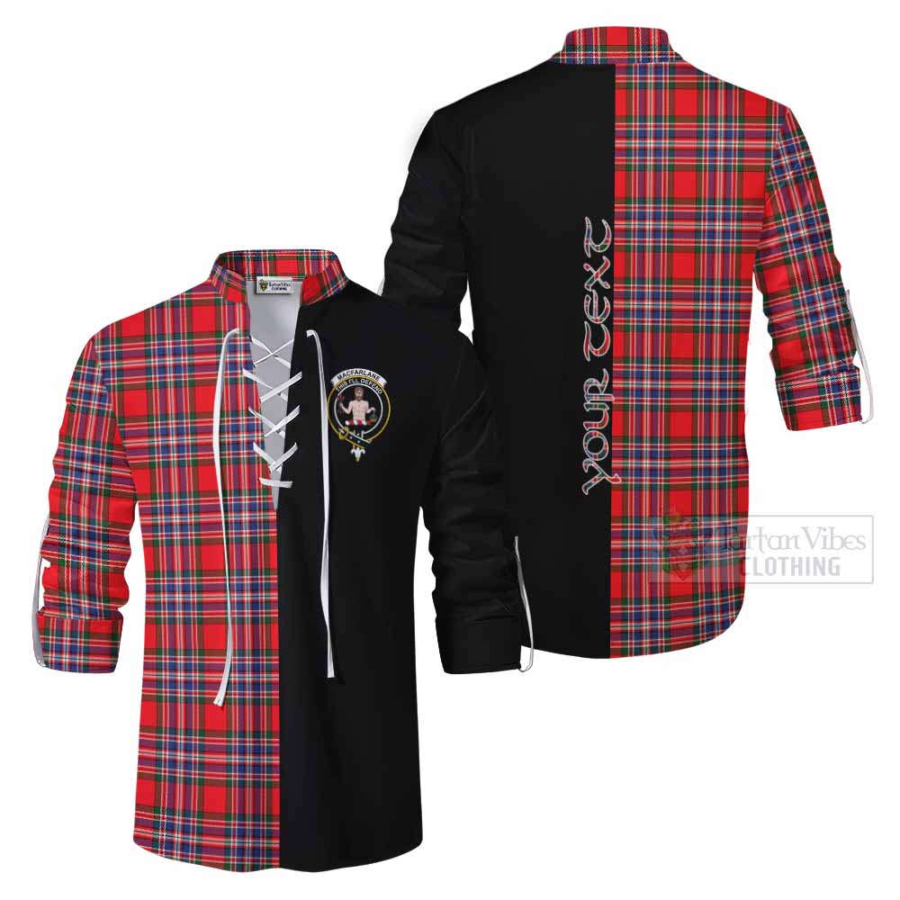 Tartan Vibes Clothing MacFarlane (McFarlane) Tartan Ghillie Kilt Shirt with Family Crest and Half Of Me Style