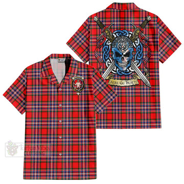 MacFarlane (McFarlane) Tartan Hawaiian Shirt with Family Crest Celtic Skull Style