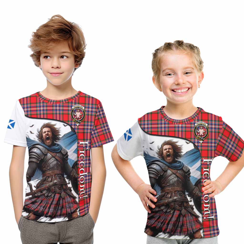 Tartan Vibes Clothing MacFarlane (McFarlane) Crest Tartan Kid T-Shirt Inspired by the Freedom of Scottish Warrior