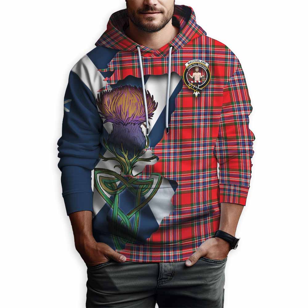 Tartan Vibes Clothing MacFarlane (McFarlane) Tartan Family Crest Hoodie Scottish Thistle Celtic Inspired