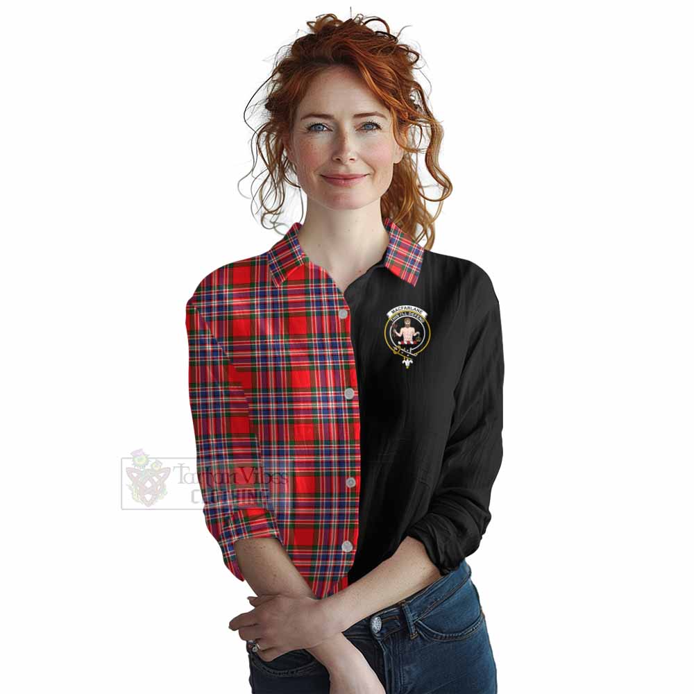 Tartan Vibes Clothing MacFarlane (McFarlane) Tartan Women's Casual Shirt with Family Crest and Half Of Me Style