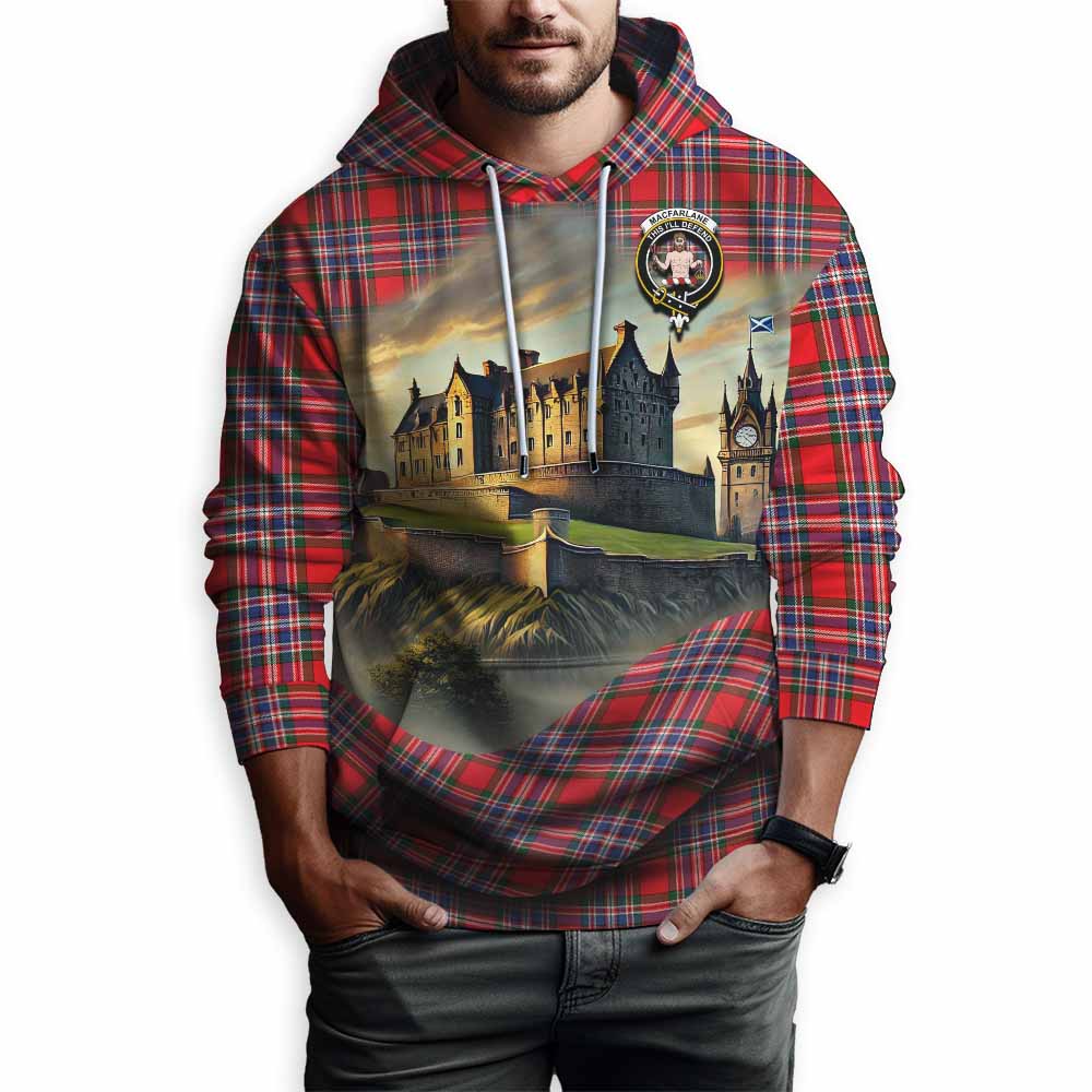 Tartan Vibes Clothing MacFarlane (McFarlane) Tartan Family Crest Hoodie with Scottish Ancient Castle Style
