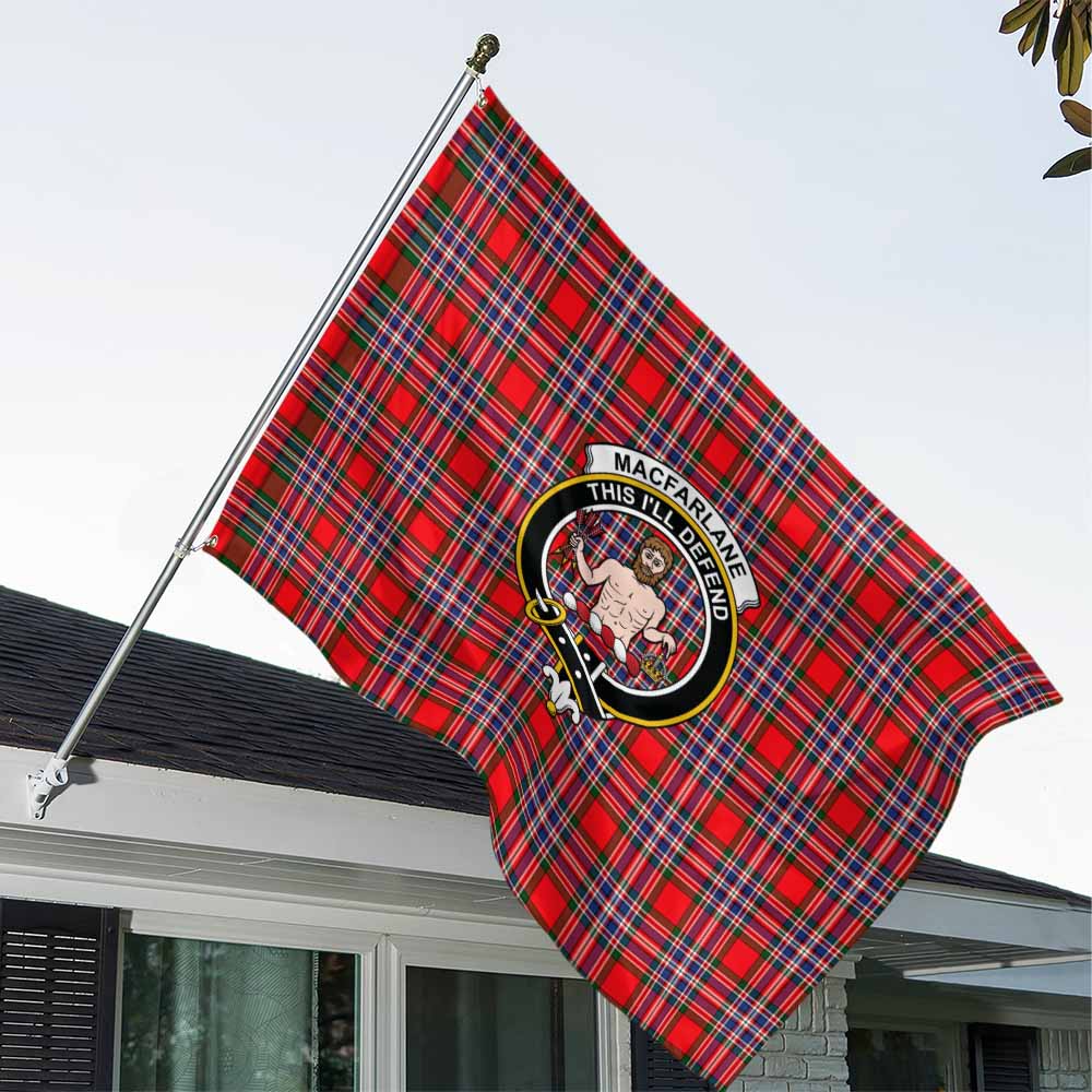 Tartan Vibes Clothing MacFarlane (McFarlane) Tartan House Flag with Family Crest