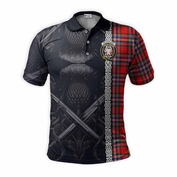 MacFarlane (McFarlane) Tartan Polo Shirt with Family Crest Cross Sword Thistle Celtic Vibes