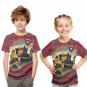 MacFarlane (McFarlane) Tartan Family Crest Kid T-Shirt with Scottish Ancient Castle Style
