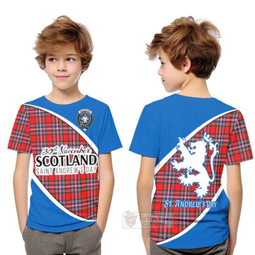 Tartan Vibes Clothing MacFarlane (McFarlane) Family Crest Tartan Kid T-Shirt Celebrate Saint Andrew's Day in Style