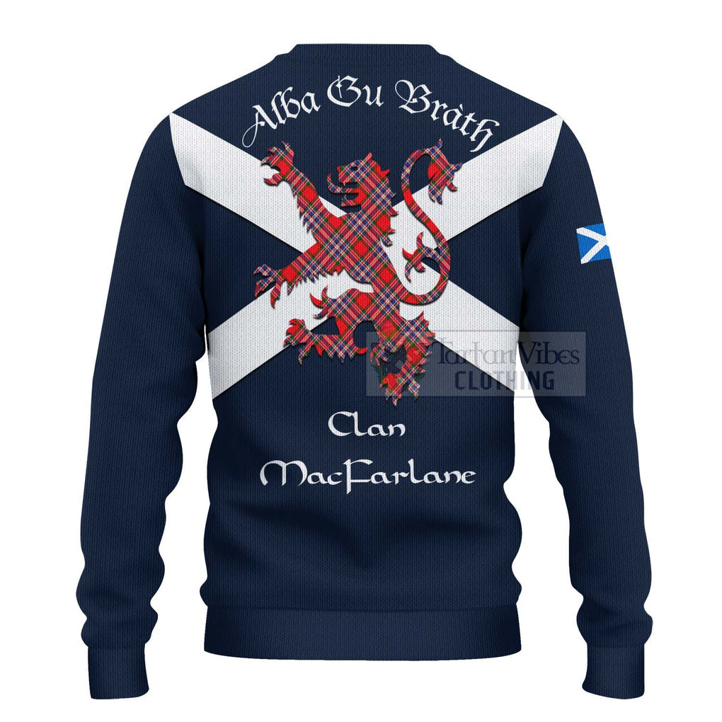 Tartan Vibes Clothing MacFarlane (McFarlane) Tartan Lion Rampant Knitted Sweater – Proudly Display Your Heritage with Alba Gu Brath and Clan Name