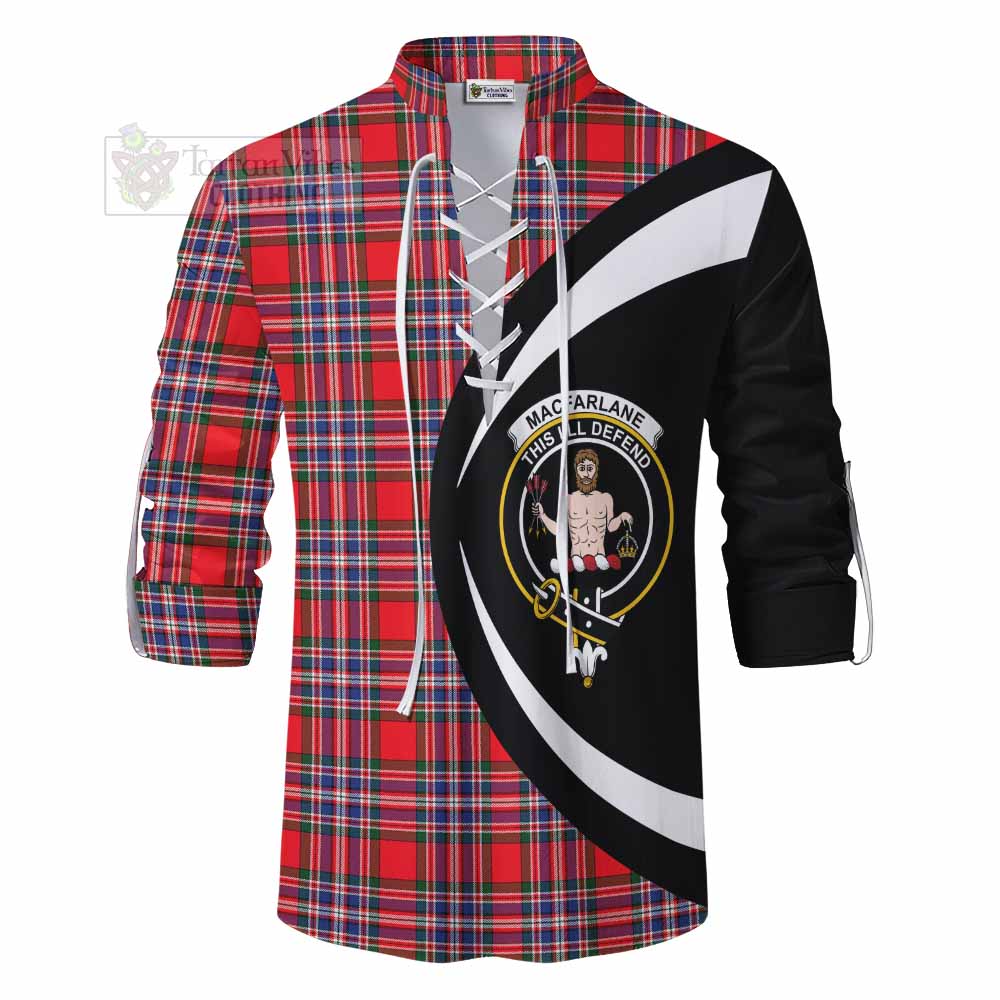 Tartan Vibes Clothing MacFarlane (McFarlane) Tartan Ghillie Kilt Shirt with Family Crest Circle Style