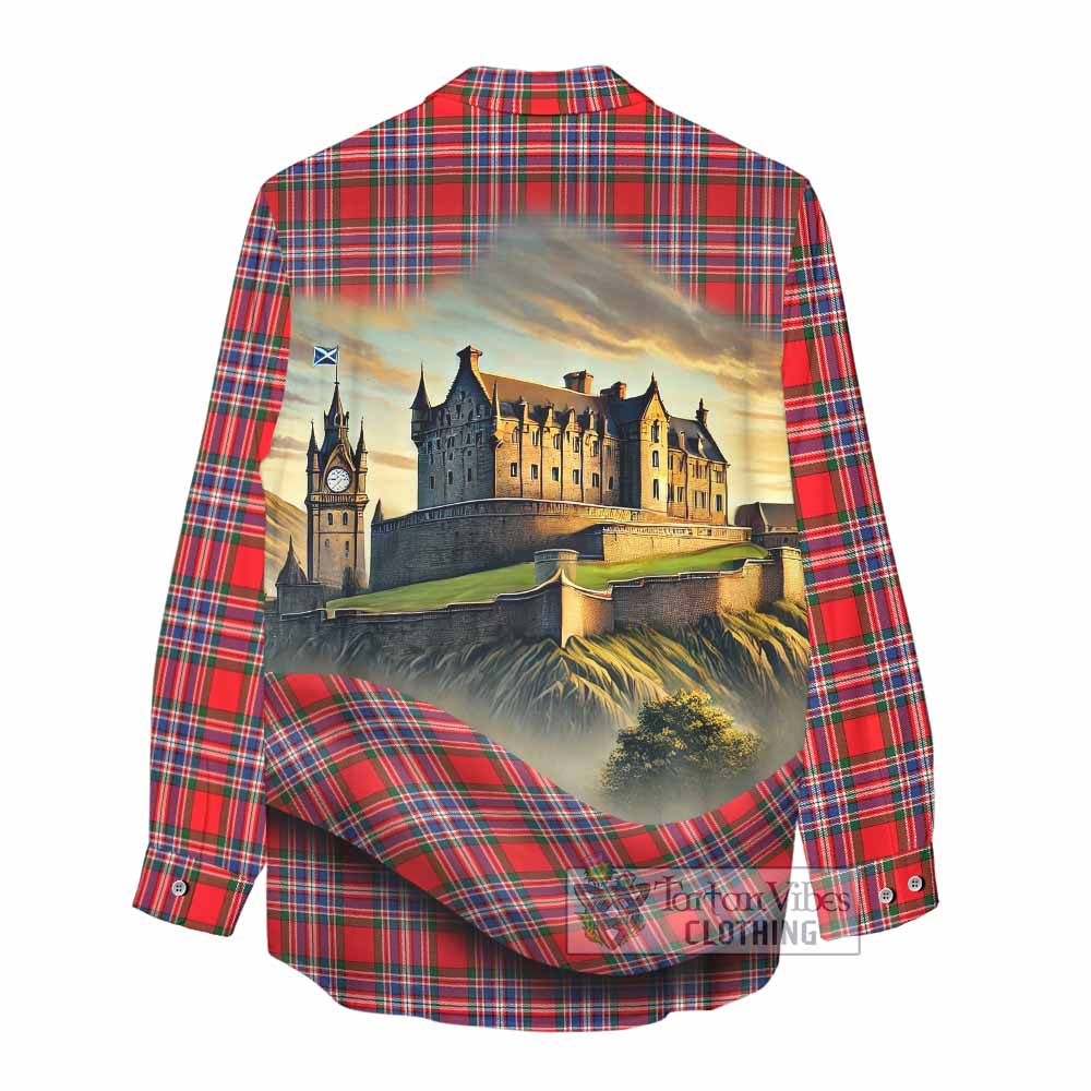 Tartan Vibes Clothing MacFarlane (McFarlane) Tartan Family Crest Women's Casual Shirt with Scottish Ancient Castle Style