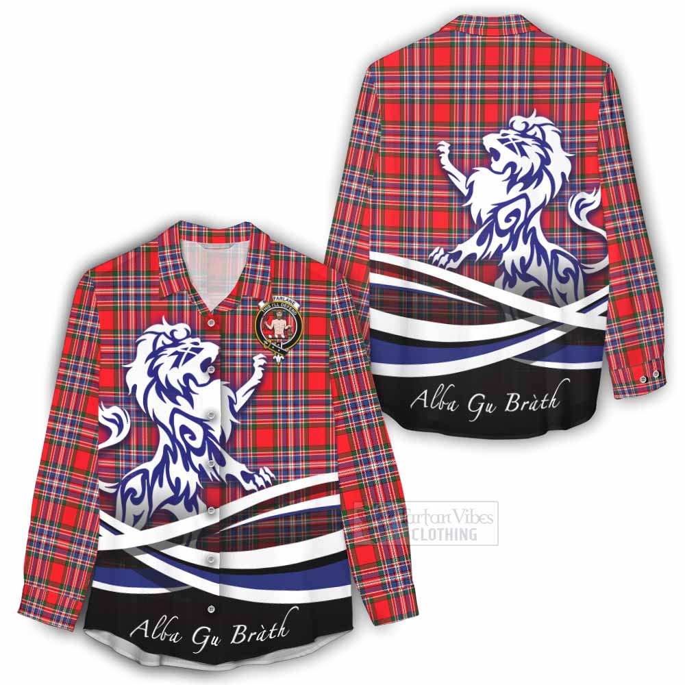 Tartan Vibes Clothing MacFarlane (McFarlane) Tartan Women's Casual Shirt with Alba Gu Brath Regal Lion Emblem