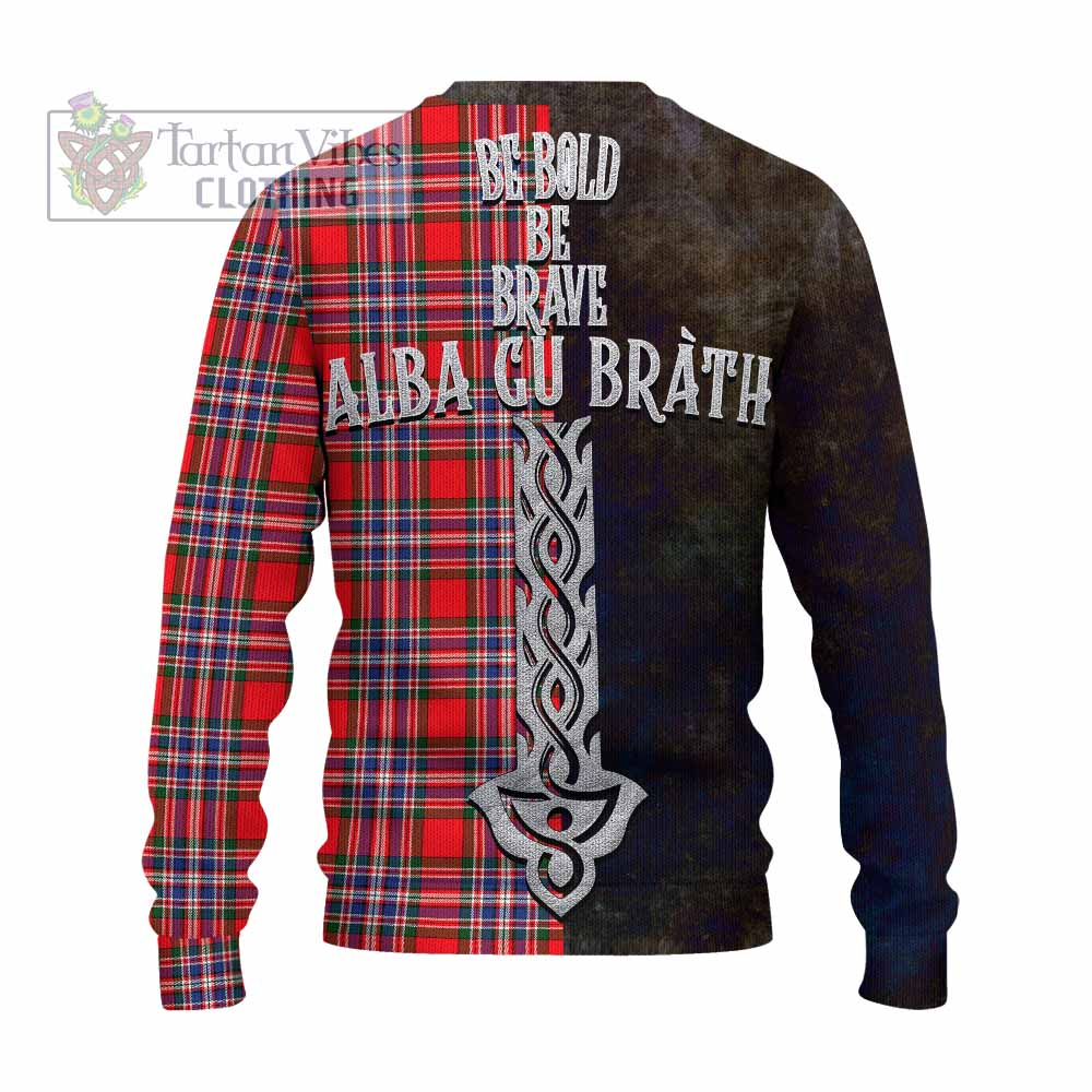 Tartan Vibes Clothing MacFarlane (McFarlane) Tartan Family Crest Knitted Sweater Alba Gu Brath Be Brave Lion Ancient Style