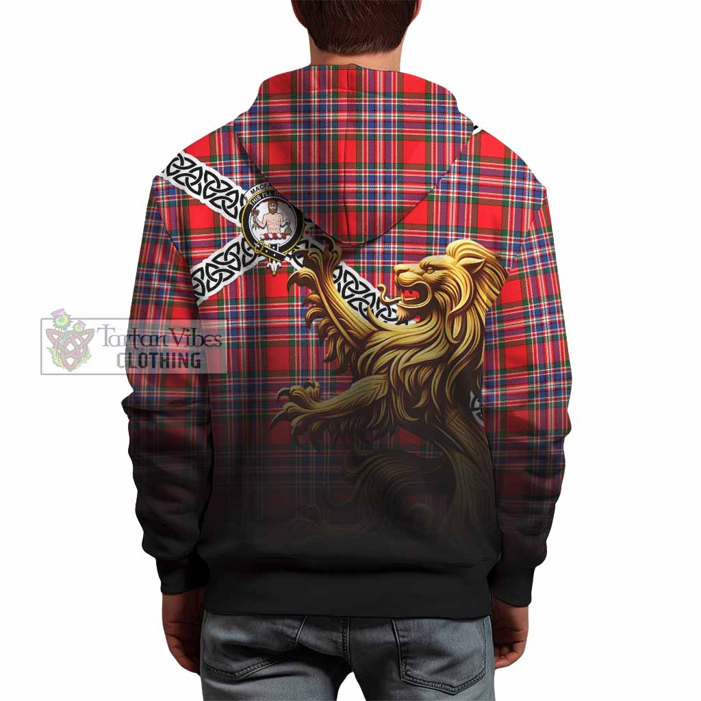 Tartan Vibes Clothing MacFarlane (McFarlane) Crest Tartan Hoodie with Golden Lion Emblem Celtic Style