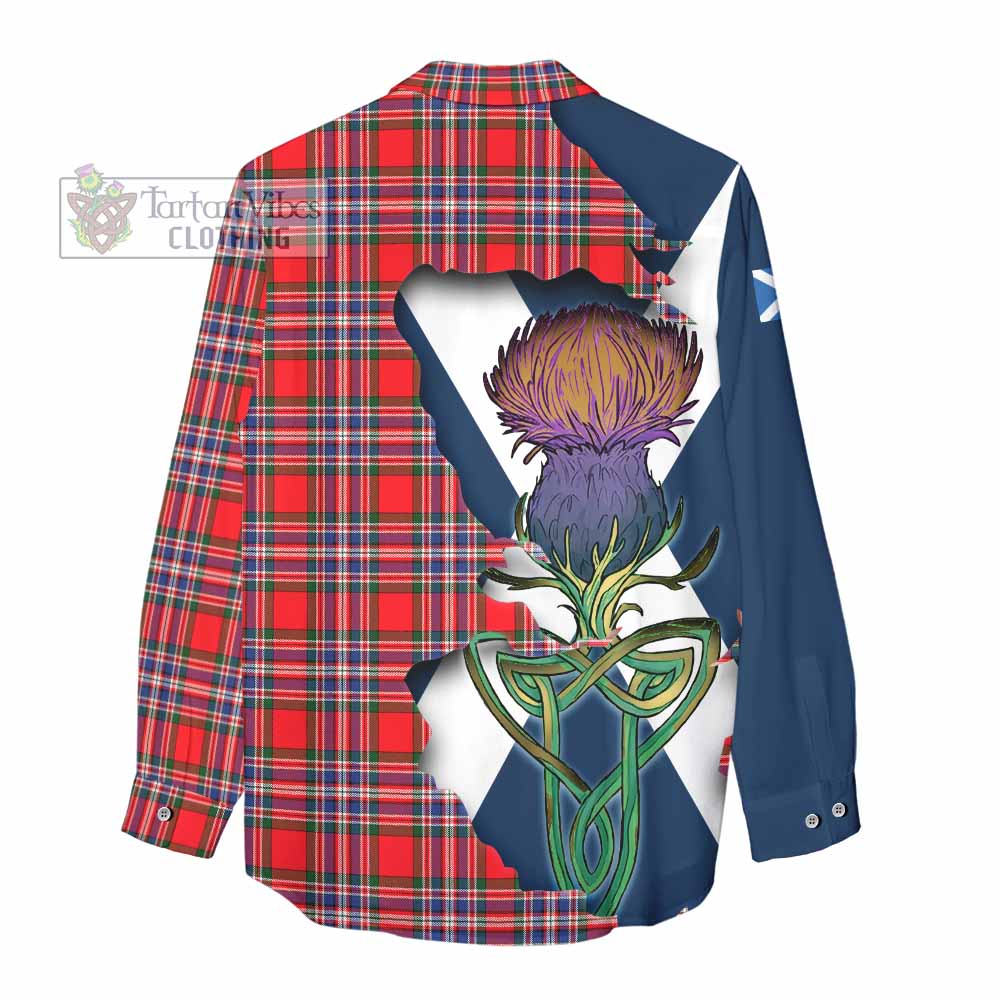 Tartan Vibes Clothing MacFarlane (McFarlane) Tartan Family Crest Women's Casual Shirt Scottish Thistle Celtic Inspired