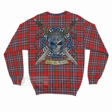 Tartan Vibes Clothing MacFarlane (McFarlane) Tartan Sweatshirt with Family Crest Celtic Skull Style
