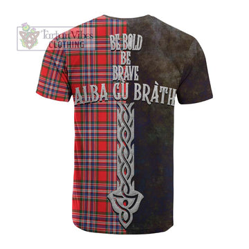 MacFarlane (McFarlane) Tartan Family Crest Cotton T-shirt Alba Gu Brath Be Brave Lion Ancient Style