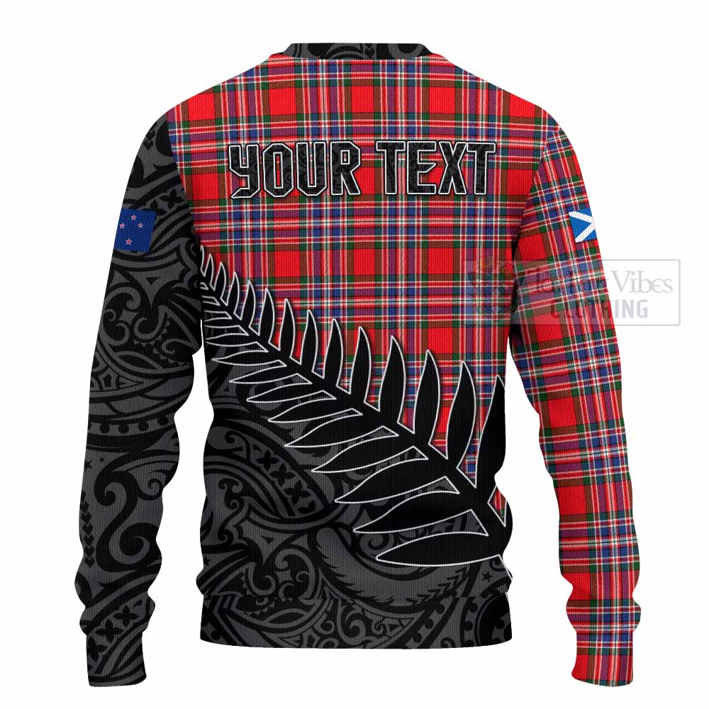 Tartan Vibes Clothing MacFarlane (McFarlane) Crest Tartan Knitted Sweater with New Zealand Silver Fern Half Style